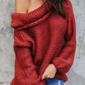 Brand new Cherry Red Over Shoulder Sweater